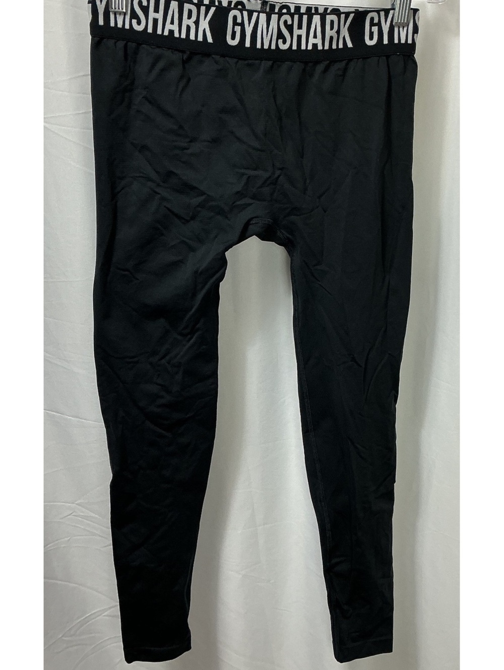 Gymshark Fit Seamless Leggings Women’s L Black White Logo Waistband Athleisure